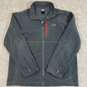 The North Face Mens XL Full Zip Fleece Jacket Gray Outdoor Hiking Layer EUC Warm